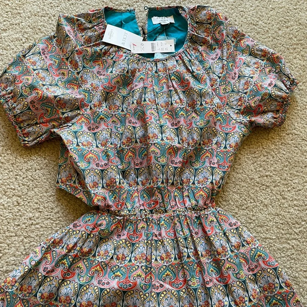 NWT J.Crew Side-cutout cotton dress in Liberty Giorgia Duke print size 4